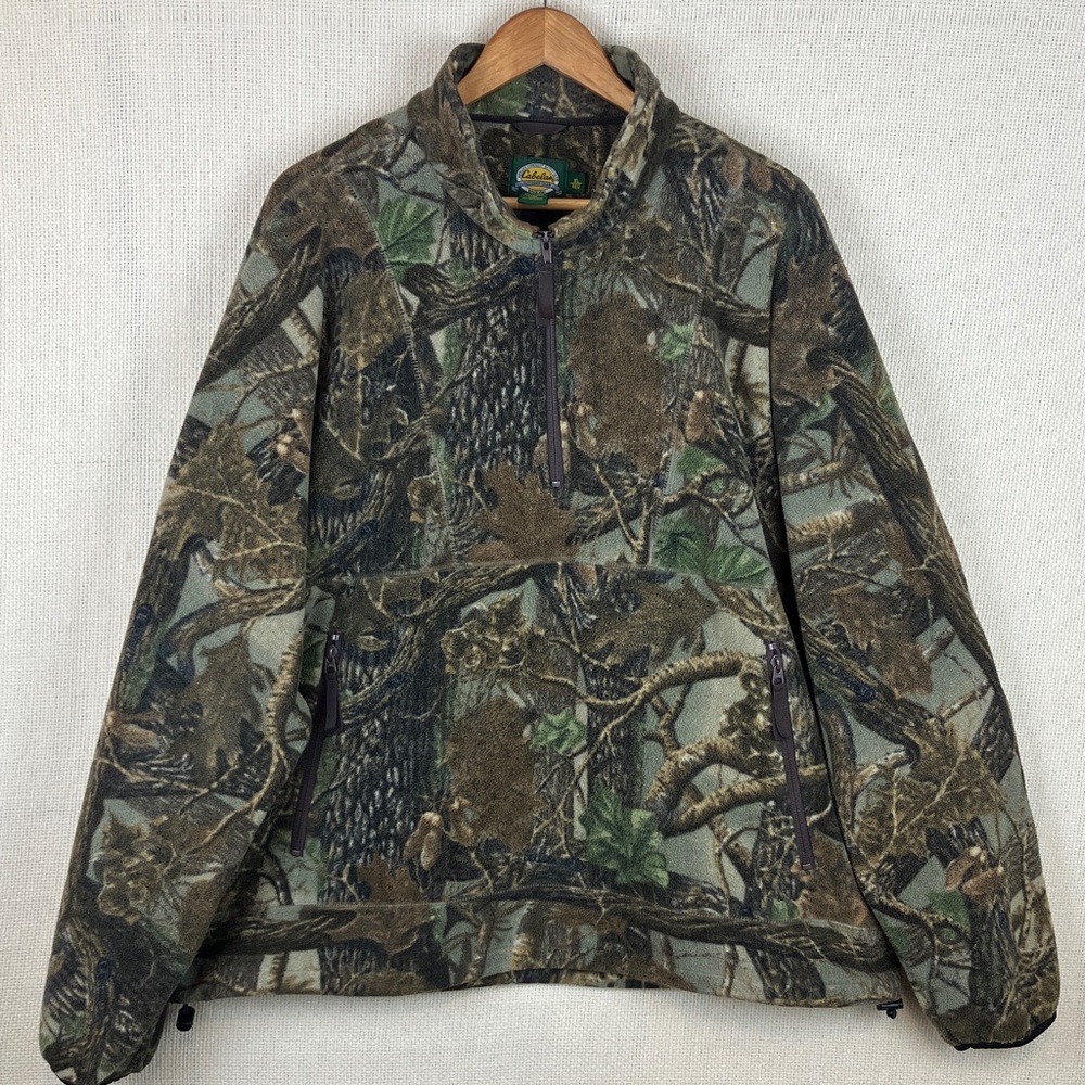 Cabelas Fleece Pullover Jacket Mossy Oak Camo Hunting Men's